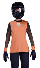 Fox Defend Long Sleeve Jersey Elevated Coral FRONT FACING MODEL