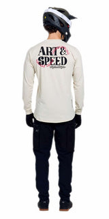 Troy Lee Designs Ruckus Ride Long Sleeve Tee Art & Speed Pumice BACK FACING MODEL