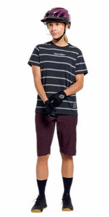 Troy Lee Designs Womens Lilium Ride Short Sleeve Tee Checked Out Carbon FRONT FACING MODEL