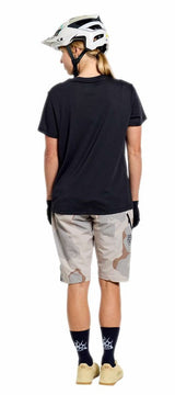 Troy Lee Designs Womens Lilium Ride Short Sleeve Tee Signature Black BACK FACING MODEL