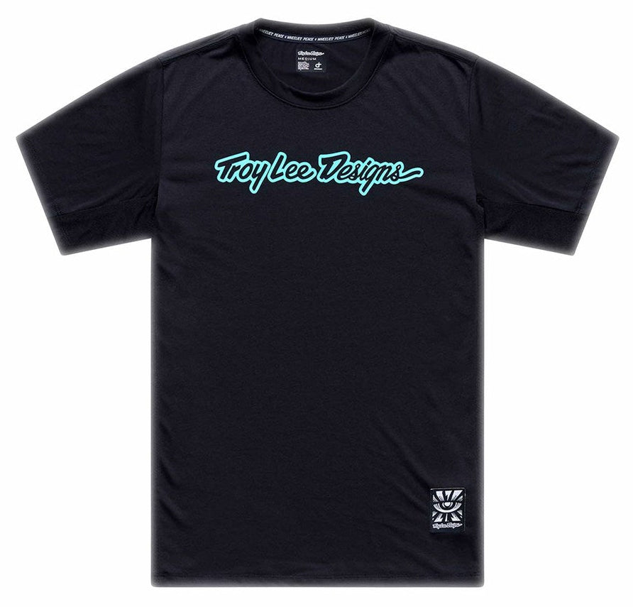 Troy Lee Designs Skyline Ride Short Sleeve Tee Signature Black / Real Teal FRONT