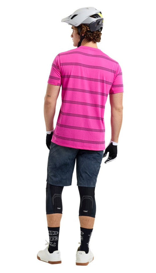 Troy Lee Designs Skyline SS Ride Tee 25.2 Washed Out Party Pink BACK FACING MODEL