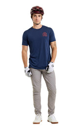 Troy Lee Designs Skyline SS Ride Tee Locals Midnight 25.2 FRONT FACING MODEL