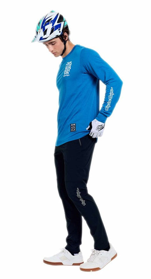 Troy Lee Designs Skyline Ride Long Sleeve Tee One Eye Aero Blue SIDE-FRONT FACING MODEL