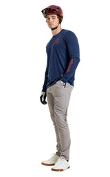 Troy Lee Designs Skyline Long Sleeve Ride Tee Locals Midnight 25.2 SIDE-FRONT FACING MODEL