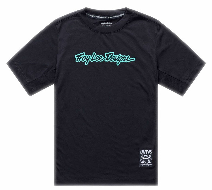 Troy Lee Designs Youth Skyline Ride Short Sleeve Tee Signature Black/Real Tea FRONT