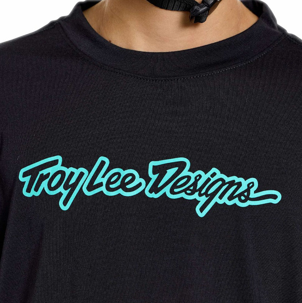 Troy Lee Designs Youth Skyline Ride Short Sleeve Tee Signature Black/Real Tea DETAILS