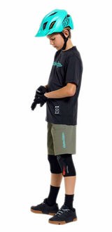 Troy Lee Designs Youth Skyline Ride Short Sleeve Tee Signature Black/Real Tea SIDE - FRONT FACING MODEL