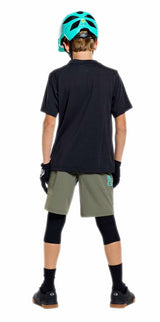 Troy Lee Designs Youth Skyline Ride Short Sleeve Tee Signature Black/Real Tea BACK FACING MODEL