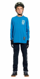 Troy Lee Designs Youth Skyline Ride Long Sleeve Tee One Eye Aero Blue FRONT FACING MODEL