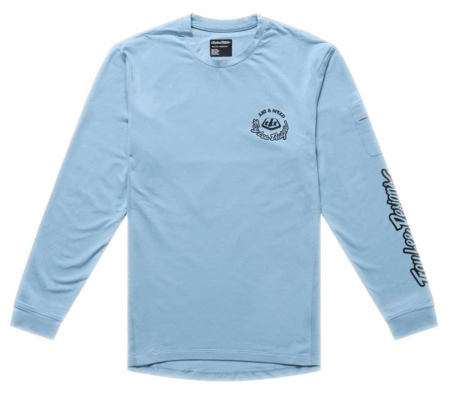 Troy Lee Designs Youth Ruckus Ride LS Tee Carbs Dawn Blue FRONT