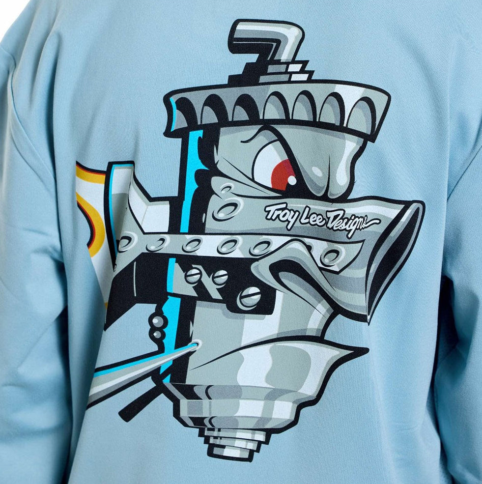 Troy Lee Designs Youth Ruckus Ride LS Tee Carbs Dawn Blue DETAILS