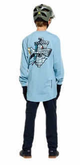 Troy Lee Designs Youth Ruckus Ride LS Tee Carbs Dawn Blue BACK FACING MODEL