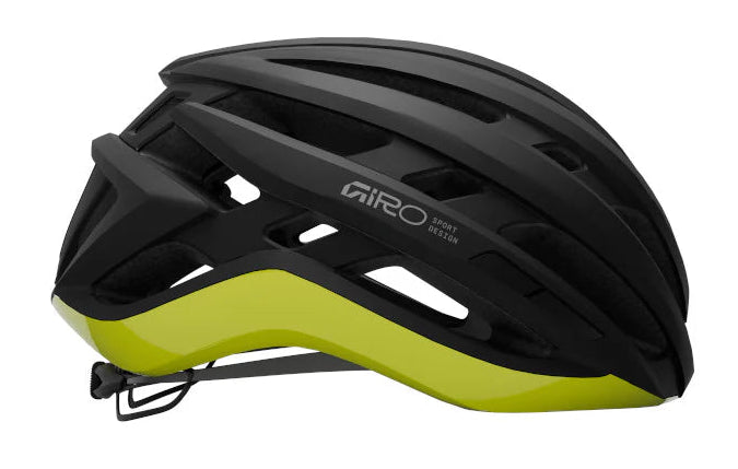 Giro Agilis MIPS Road Bike Helmet - Matte Black / Gloss Hi-Vis Yellow