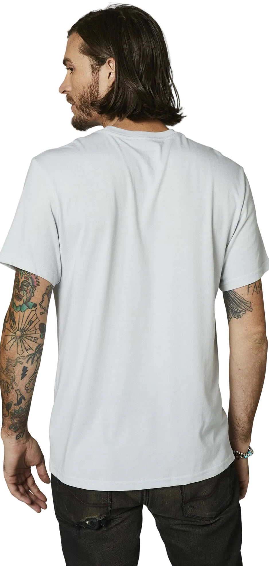 Fox PARALLAX Short Sleeve TEE Light Heather Gray BACK FACING MODEL