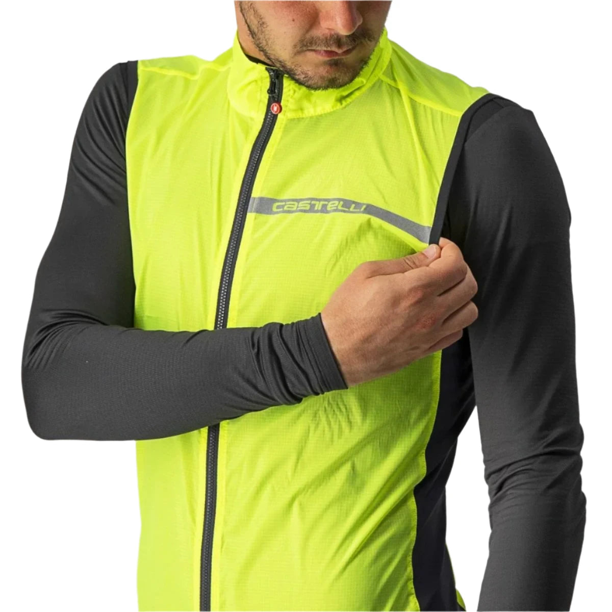 CASTELLI SQUADRA STRETCH VEST YELLOW FLUO/DARK GREY FRONT