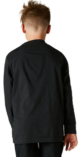 Fox YOUTH BNKR Long Sleeve TEE Black BACK FACING MODEL
