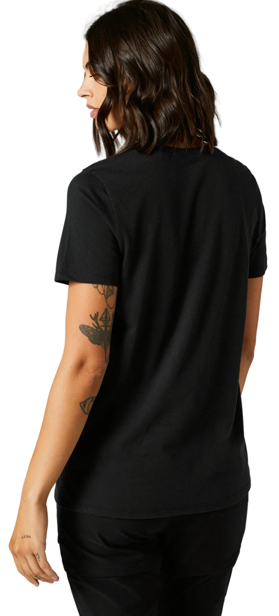Fox Women VANISHED Short Sleeve TEE Black BACK FACING MODEL