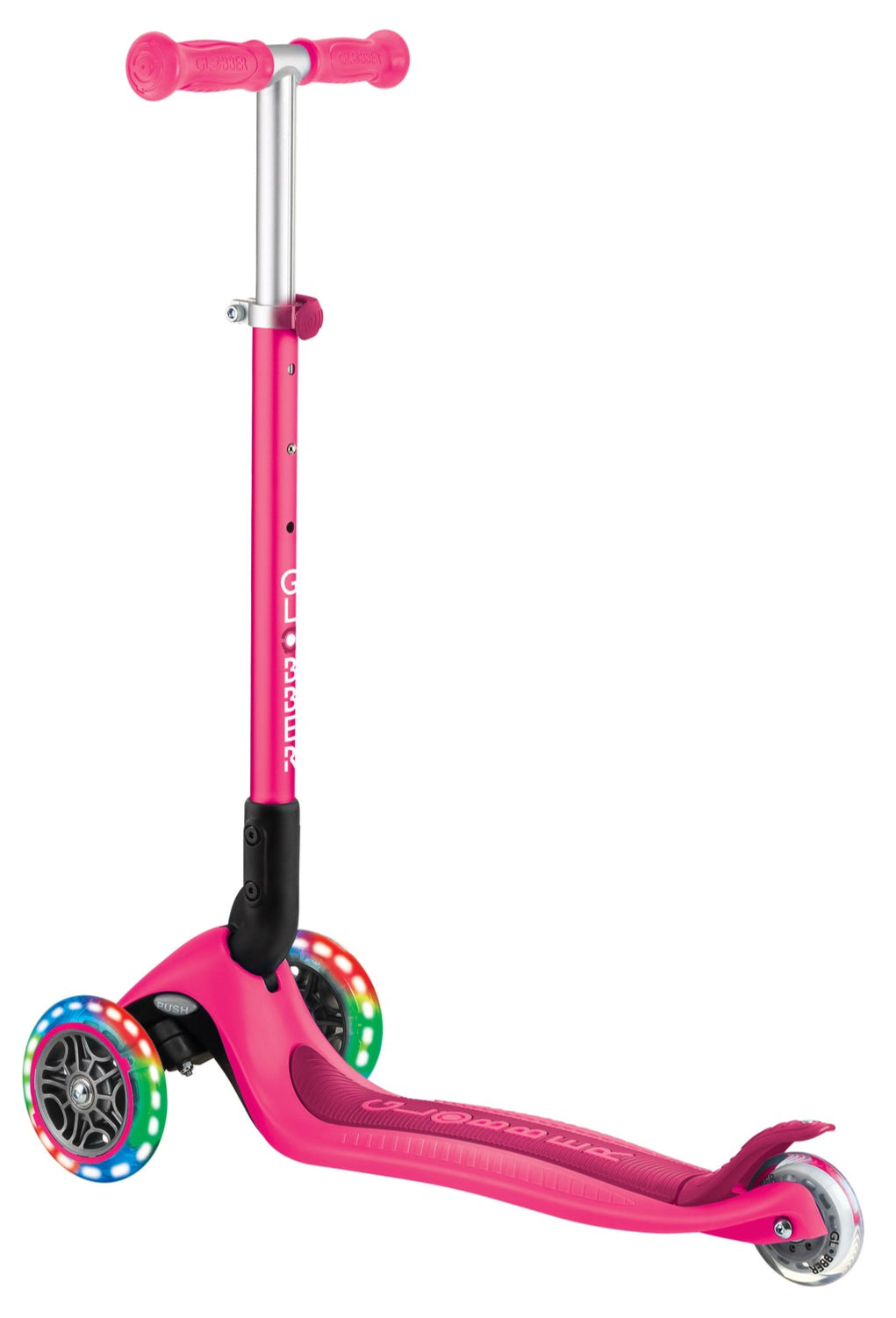 Globber PRIMO Foldable Lights Scooter - Fuchsia/Dark Pink