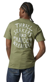 Fox NO CONTEST Short Sleeve PREMIUM TEE Army BACK FACING MODEL