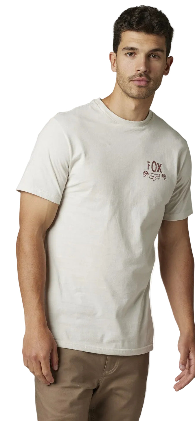 Fox NO CONTEST Short Sleeve PREMIUM TEE Vintage White FRONT FACING MODEL