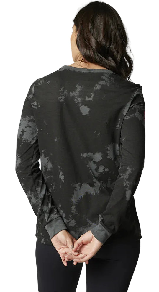Fox DETONATE Long Sleeve TEE Black BACK FACING MODEL