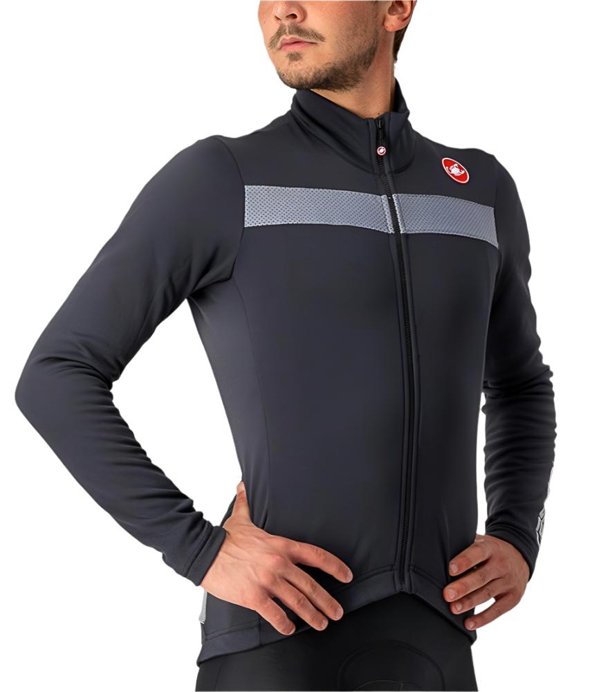 CASTELLI PURO 3 JERSEY FULL ZIP LIGHT BLACK/SILVER REFLEX