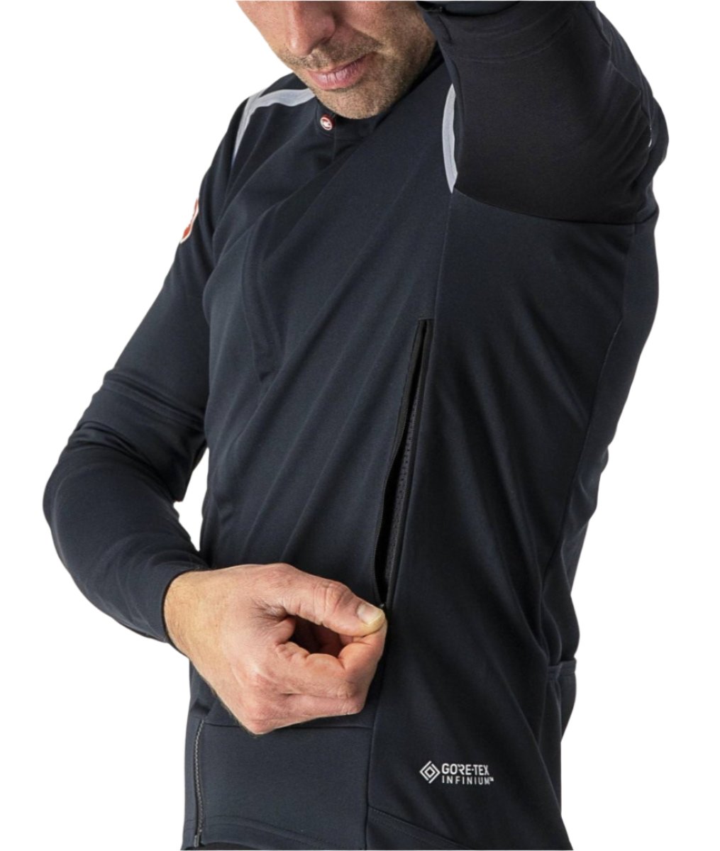 CASTELLI PERFETTO ROS CONVERTIBLE JACKET LIGHT BLACK/SILVER REFLEX ZIPPER