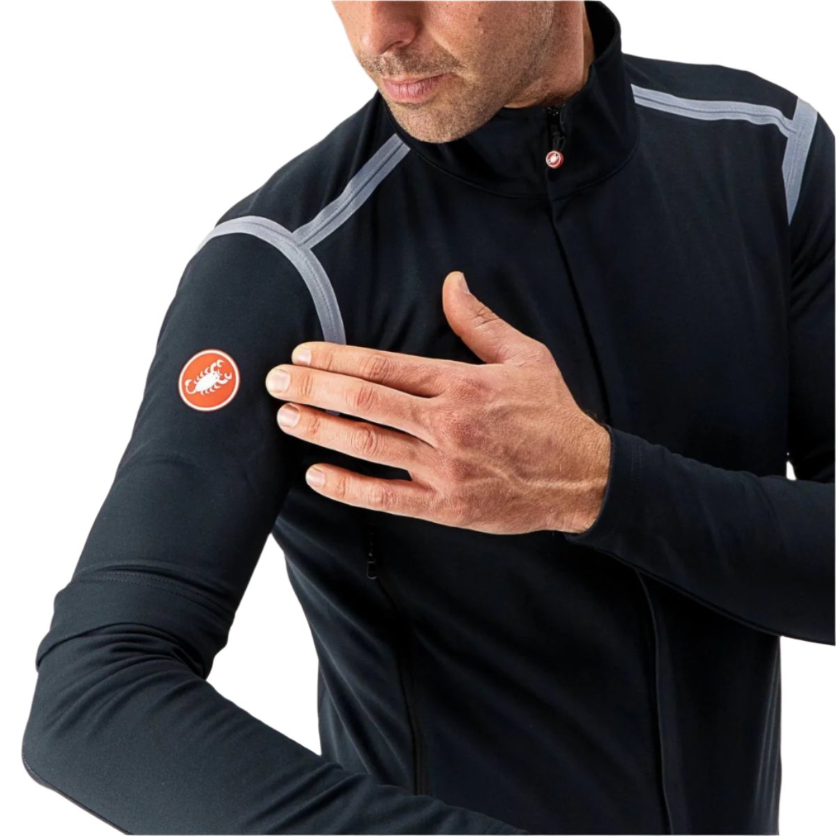 CASTELLI PERFETTO ROS CONVERTIBLE JACKET LIGHT BLACK/SILVER REFLEX SLEEVE