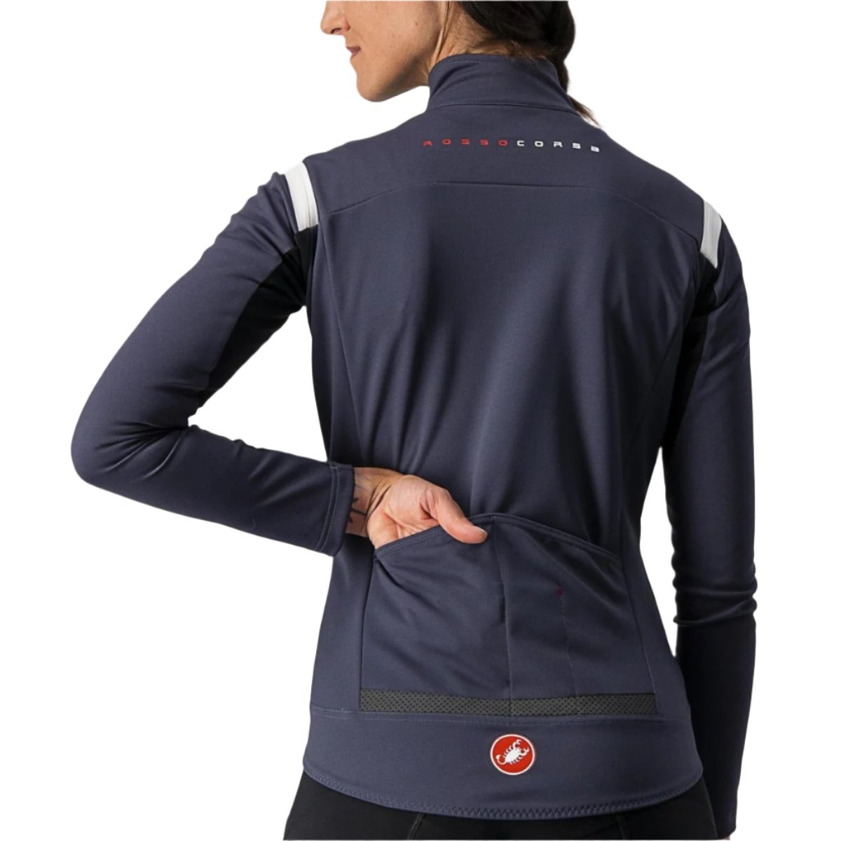 CASTELLI PERFETTO ROS WOMENS LONG SLEEVE DARK STEEL BLUE/SOFT PINK BACK POCKET