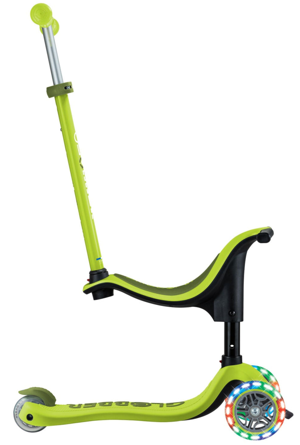 Globber GO UP SPORTY Lights Scooter - Lime Green/Khaki