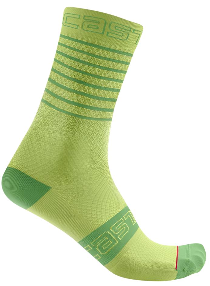 CASTELLI SUPERLEGGERA WOMENS 12 SOCKS BRIGHT LIME 