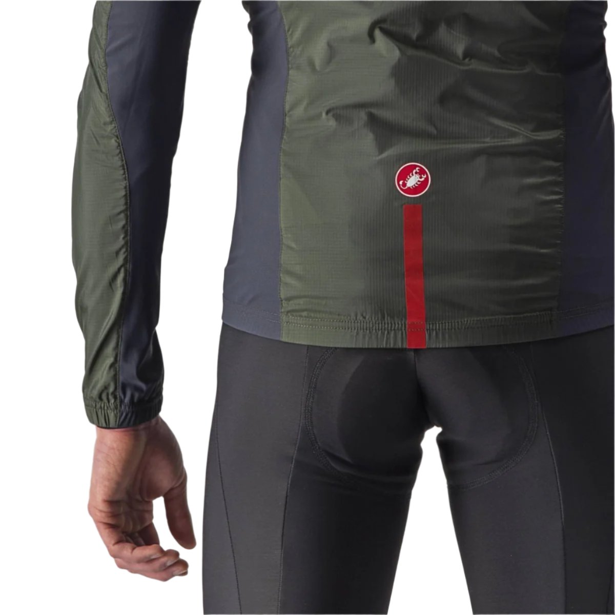 CASTELLI SQUADRA STRETCH JACKET MILITARY GREEN/DARK GRAY BACK