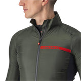 CASTELLI SQUADRA STRETCH JACKET MILITARY GREEN/DARK GRAY FRONT ZIPPER