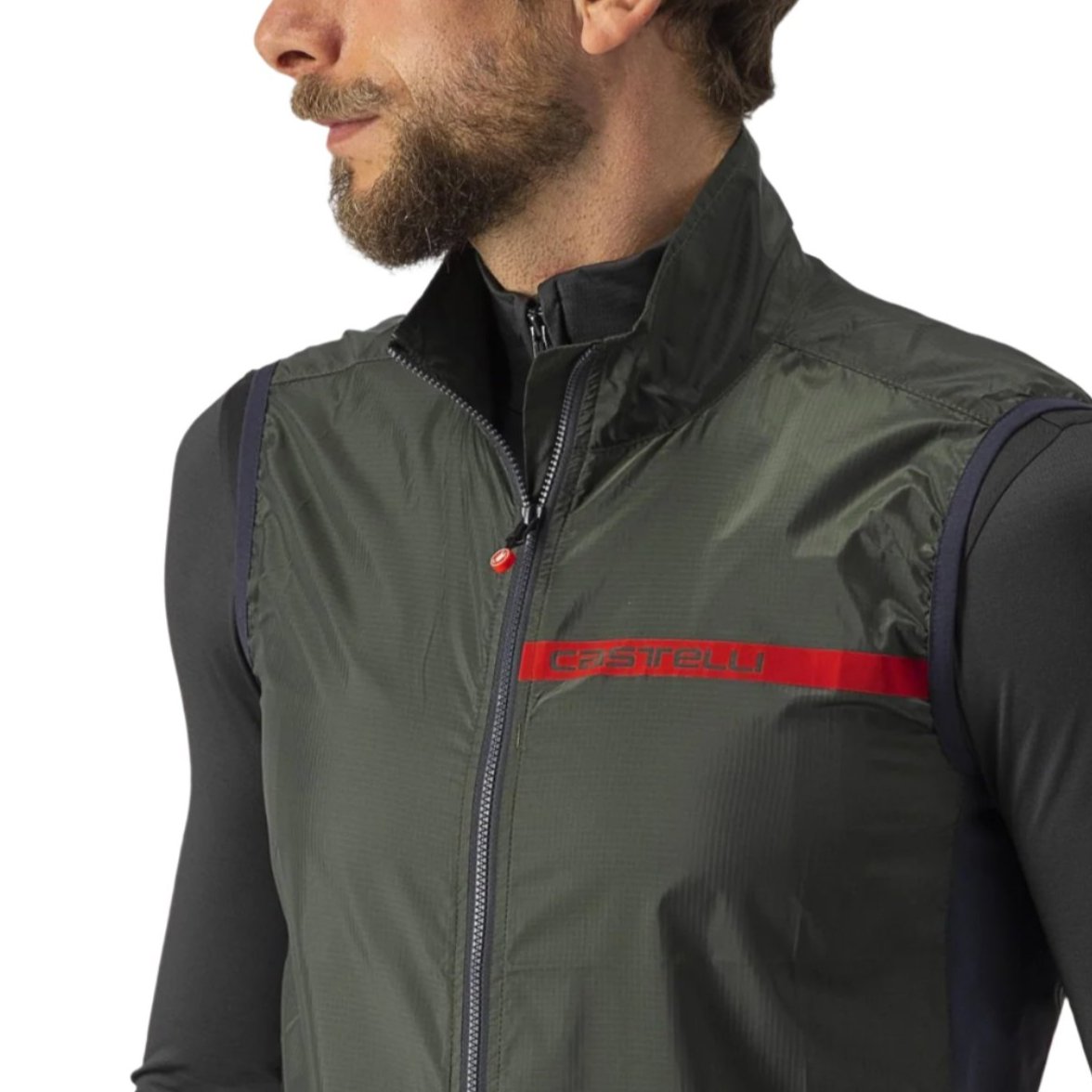 CASTELLI SQUADRA STRETCH VEST MILITARY GREEN/DARK GRAY NECK