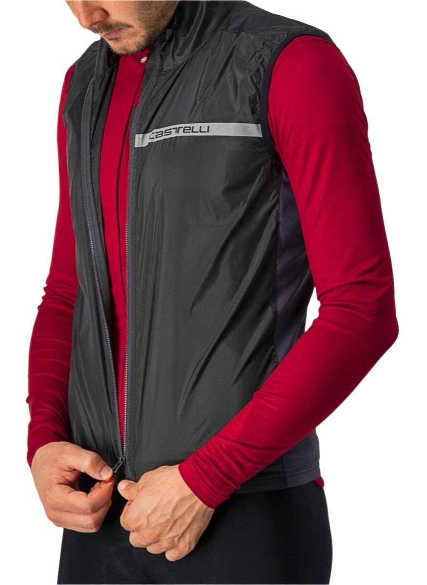 CASTELLI SQUADRA STRETCH VEST LIGHT BLACK/DARK GREY ZIPPER