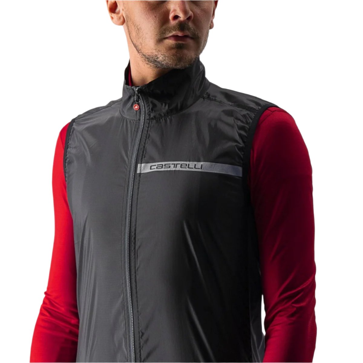 CASTELLI SQUADRA STRETCH VEST LIGHT BLACK/DARK GREY FRONT