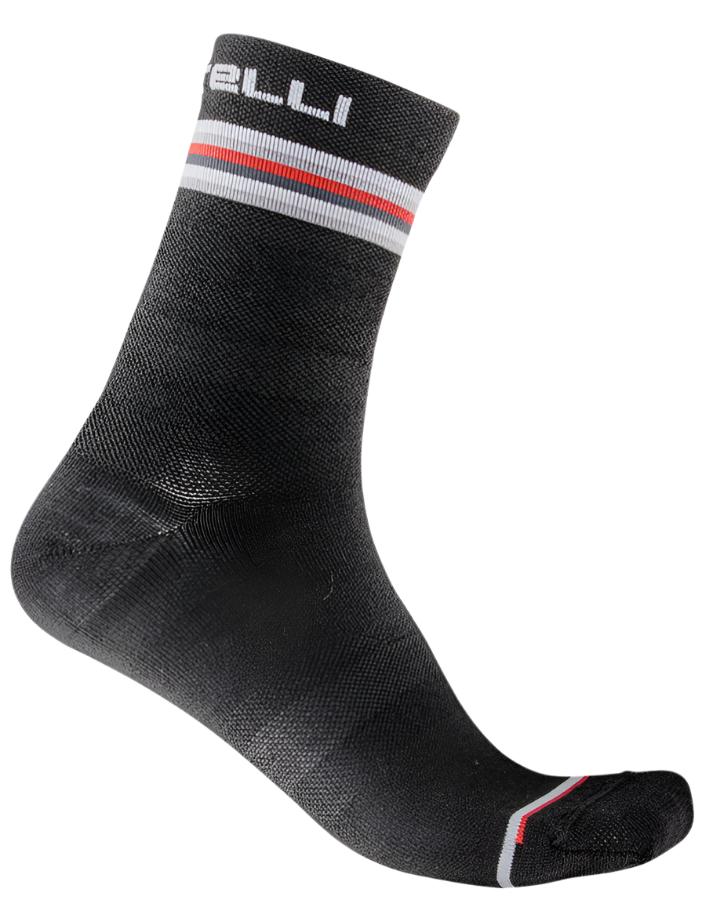 CASTELLI GO WOMENS 15 SOCKS DARK GRAY/WHITE-RED 