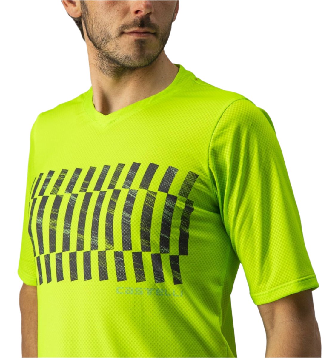 CASTELLI TRAIL TECH TEE ELECTRIC LIME/DARK LIME SIDE FRONT