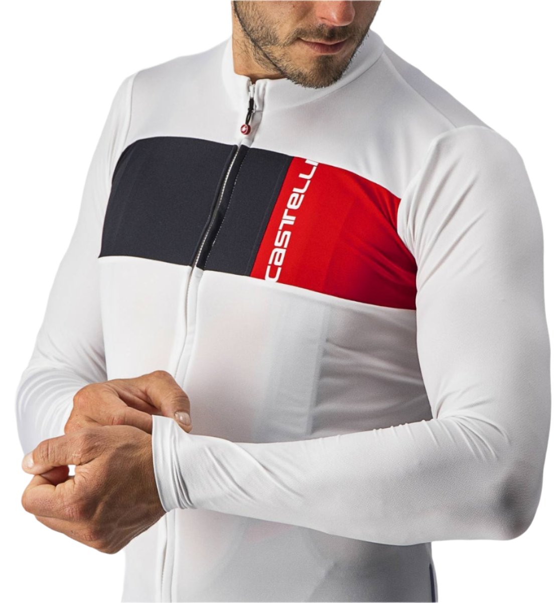 CASTELLI PROLOGO 7 LONG SLEEVE JERSEY IVORY/LIGHT BLACK-RED 