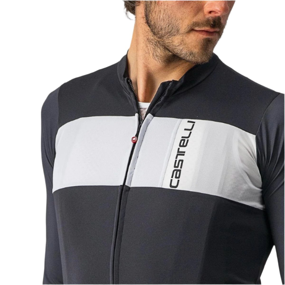 CASTELLI PROLOGO LONG SLEEVE JERSEY LIGHT BLACK/SILVER GREY-IVORY SIDE FRONT