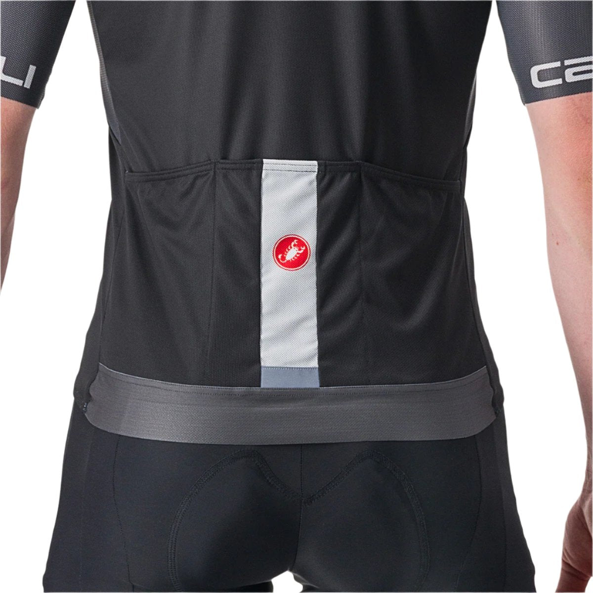 CASTELLI ENTRATA JERSEY LIGHT BLACK/DARK GRAY-IVORY BACK