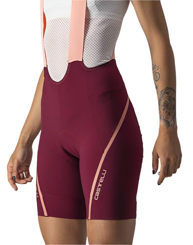 CASTELLI VELOCISSIMA 3 BIB SHORT BORDEAUX/BLUSH SIDE 