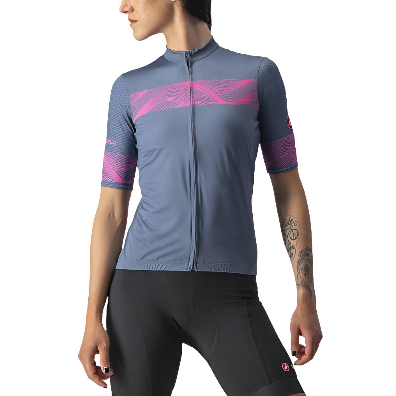Castelli Fenice Women's Jersey Light Steel Blue/Pink Fluro