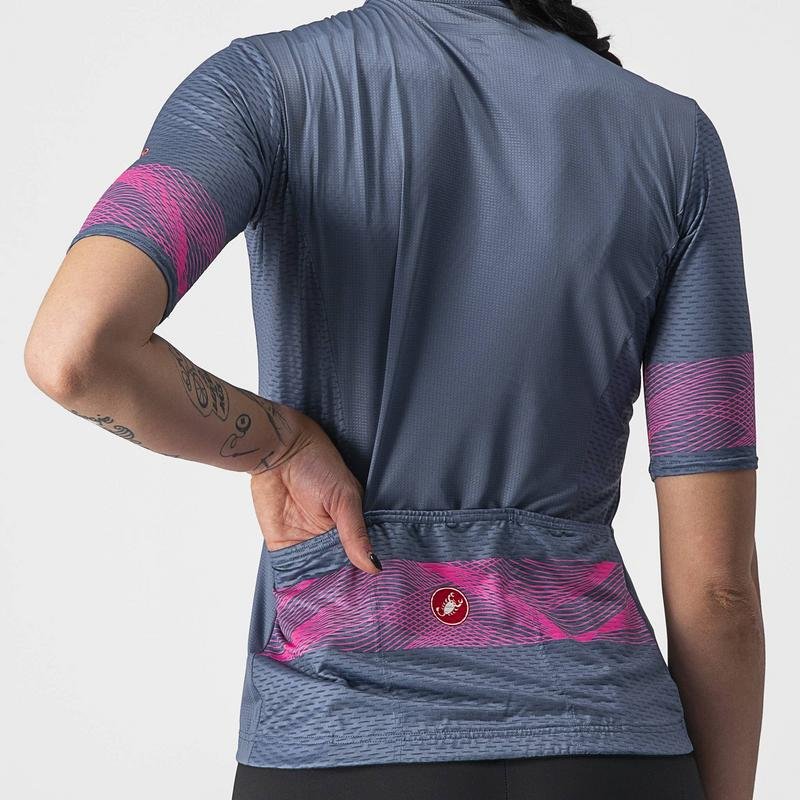Castelli Fenice Women's Jersey Light Steel Blue/Pink Fluro