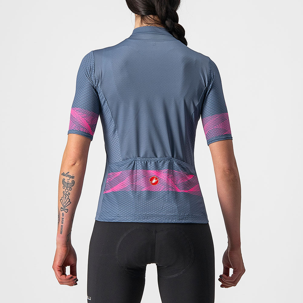 Castelli Fenice Women's Jersey Light Steel Blue/Pink Fluro