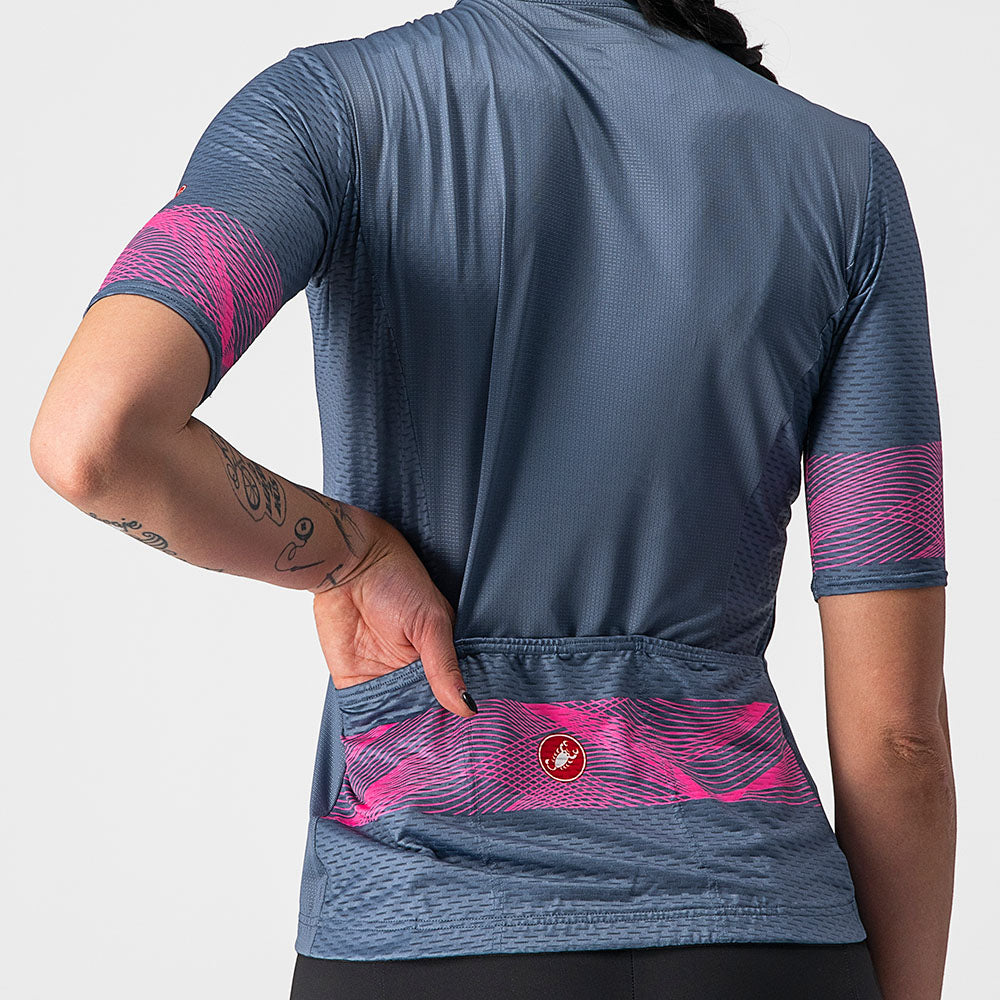 Castelli Fenice Women's Jersey Light Steel Blue/Pink Fluro