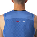 CASTELLI FREE TRI SLEEVELESS TOP COBALT BLUE/ELECTRIC LIME BACK FACING MODEL
