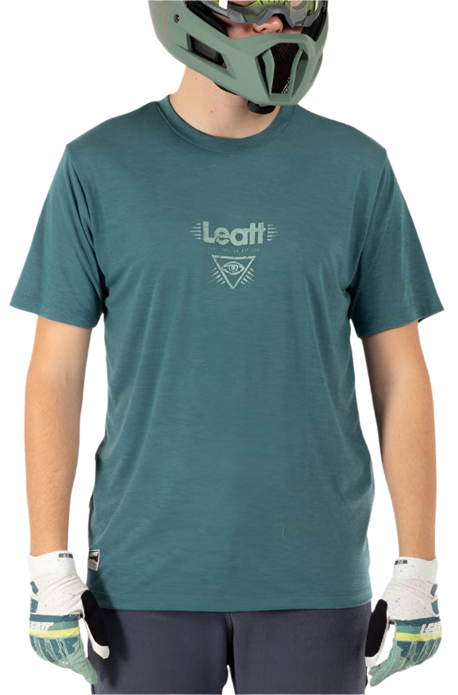 Leatt MTB Gravity 1.0 Jersey Teal FRONT FACING MODEL