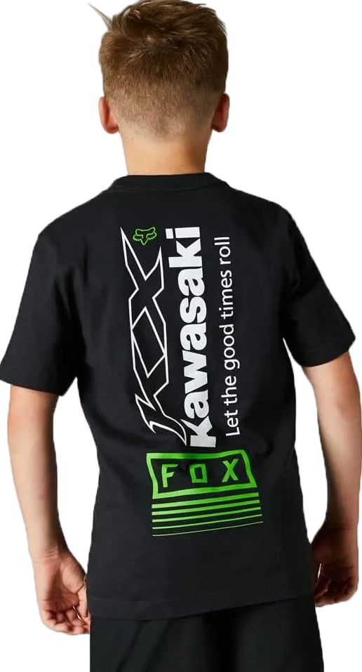 Fox YOUTH KAWI Short Sleeve TEE Black BACK FACING MODEL